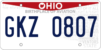 OH license plate GKZ0807