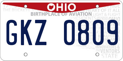 OH license plate GKZ0809
