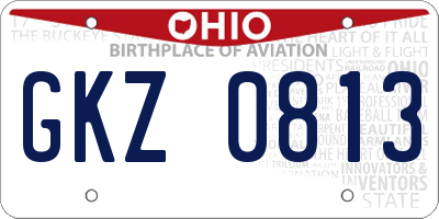 OH license plate GKZ0813
