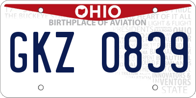 OH license plate GKZ0839
