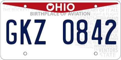 OH license plate GKZ0842