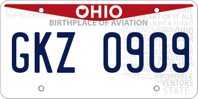 OH license plate GKZ0909