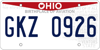 OH license plate GKZ0926