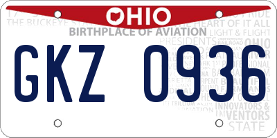 OH license plate GKZ0936