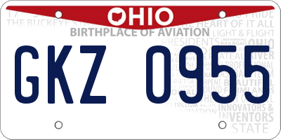 OH license plate GKZ0955