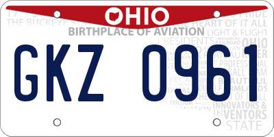 OH license plate GKZ0961