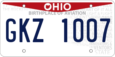 OH license plate GKZ1007