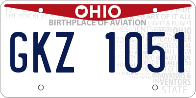 OH license plate GKZ1051