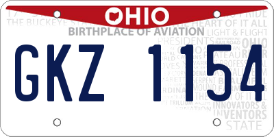 OH license plate GKZ1154