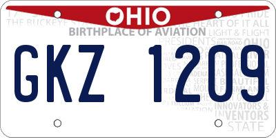 OH license plate GKZ1209