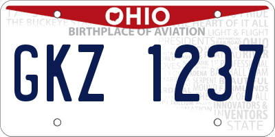 OH license plate GKZ1237