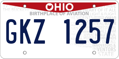 OH license plate GKZ1257