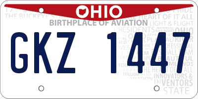 OH license plate GKZ1447