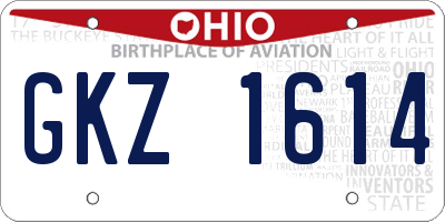 OH license plate GKZ1614