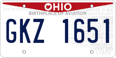 OH license plate GKZ1651