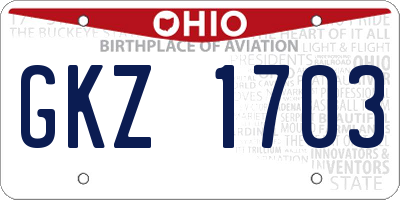 OH license plate GKZ1703