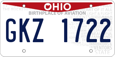 OH license plate GKZ1722