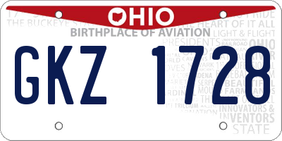 OH license plate GKZ1728