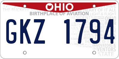 OH license plate GKZ1794