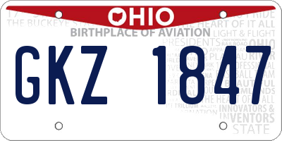 OH license plate GKZ1847