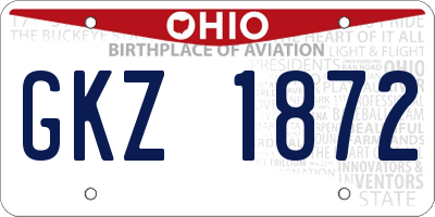 OH license plate GKZ1872