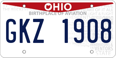 OH license plate GKZ1908