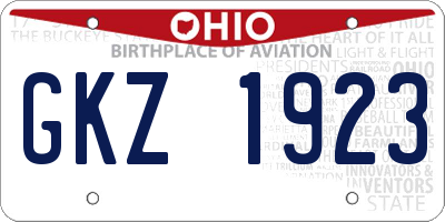 OH license plate GKZ1923