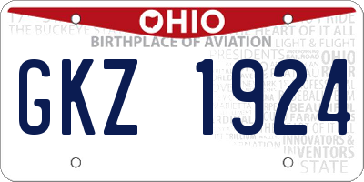 OH license plate GKZ1924