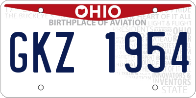 OH license plate GKZ1954