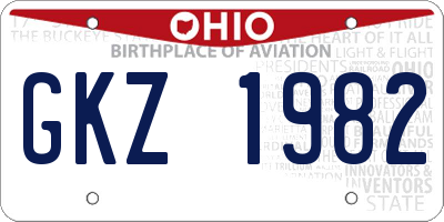 OH license plate GKZ1982