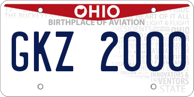 OH license plate GKZ2000