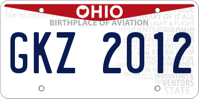 OH license plate GKZ2012