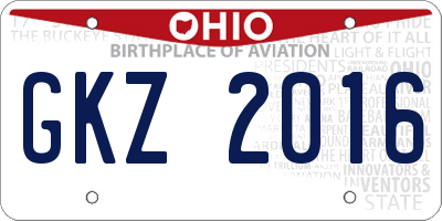OH license plate GKZ2016
