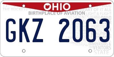 OH license plate GKZ2063