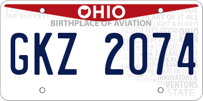 OH license plate GKZ2074