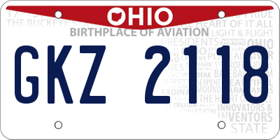 OH license plate GKZ2118