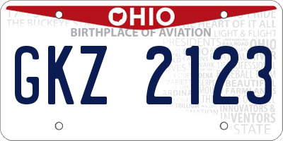 OH license plate GKZ2123