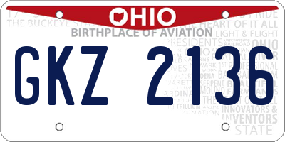 OH license plate GKZ2136
