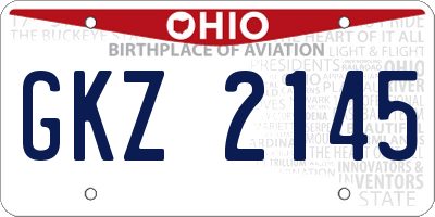 OH license plate GKZ2145