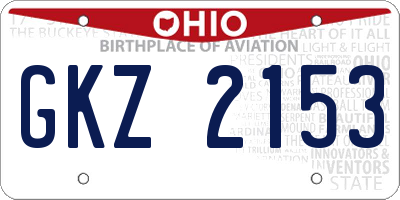 OH license plate GKZ2153
