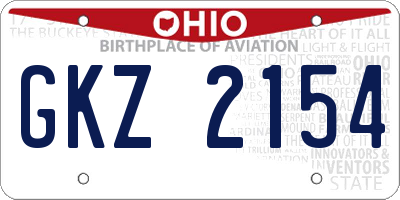 OH license plate GKZ2154