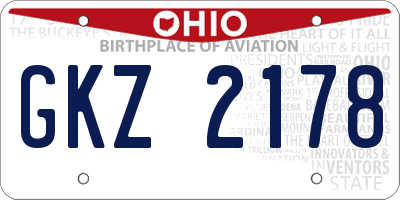 OH license plate GKZ2178