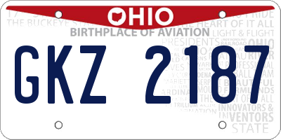 OH license plate GKZ2187