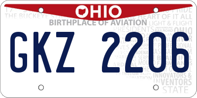OH license plate GKZ2206