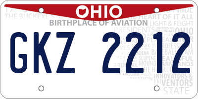 OH license plate GKZ2212