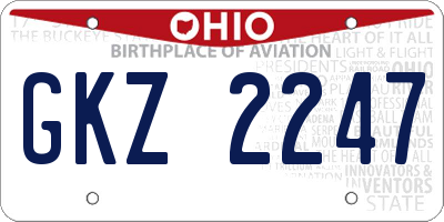 OH license plate GKZ2247