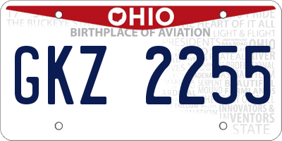 OH license plate GKZ2255