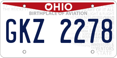 OH license plate GKZ2278