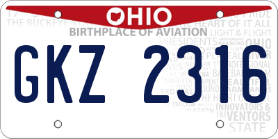 OH license plate GKZ2316