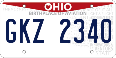 OH license plate GKZ2340